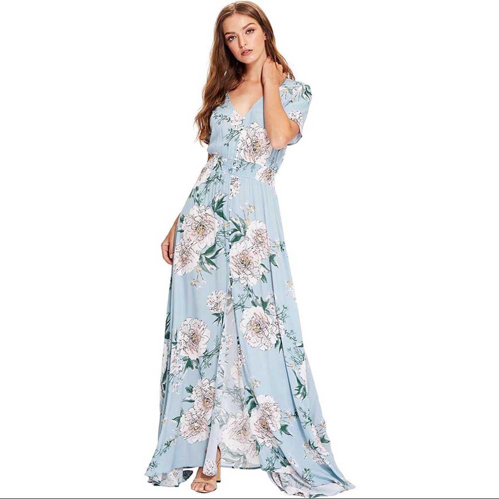 NWOT Button Up Maxi Dress Fashion Blogger featured